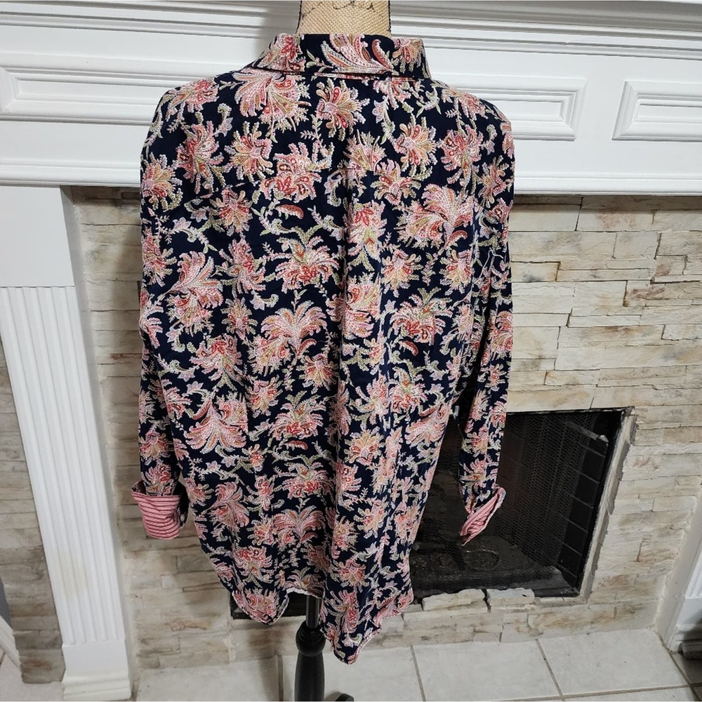 Chaps 100% cotton floral button down no iron shirt plus size 2X‎ - Picture 2 of 6